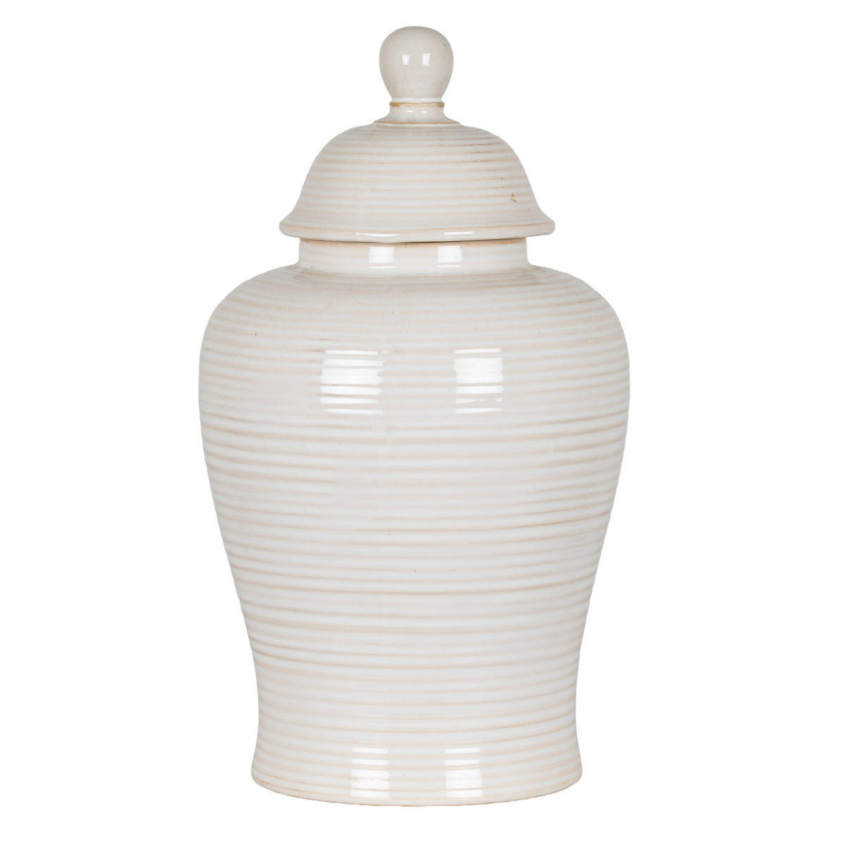 Neva Lidded Ceramic Ginger Jar in white