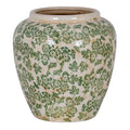 Large Green Clover Olpe Vase CERAMIC in white displayed on a console table, luxury home decor