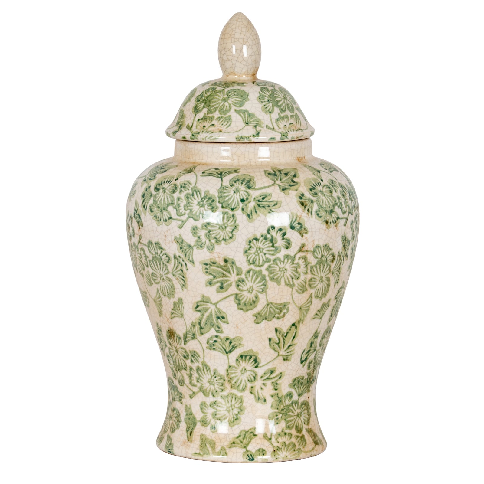 Green Clover Ceramic Ginger Jar Gifts & Accessories in white styled interior setting, luxury home decor