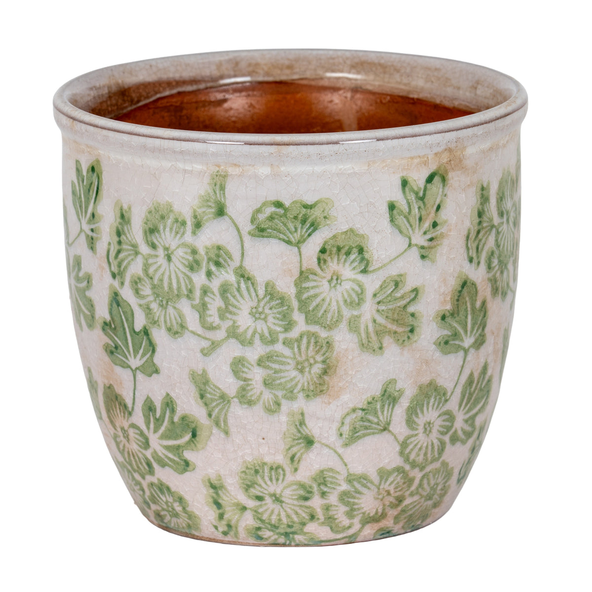 Small Green Clover Planter Pot in white, made from ceramic