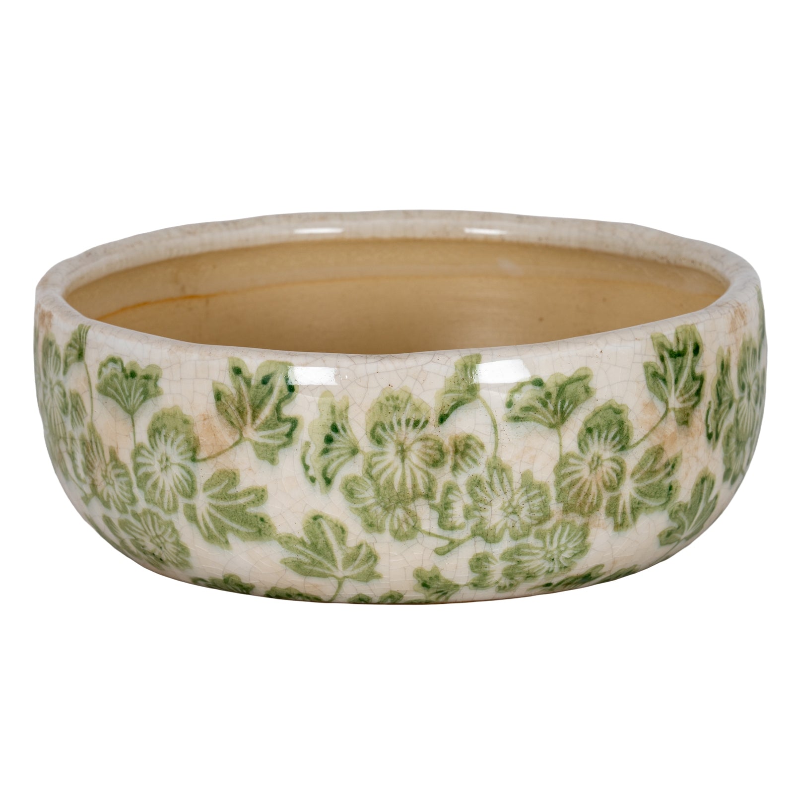 Large Green Clover Ceramic Bowl Pot Gifts & Accessories in white styled interior setting, luxury home decor