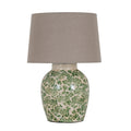 Green Clover Ceramic Pot Lamp Table Lamp in white on a side table in a styled interior, luxury home decor