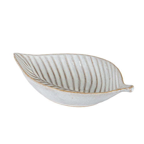 Alora Ceramic Elm Leaf Large Dish in white