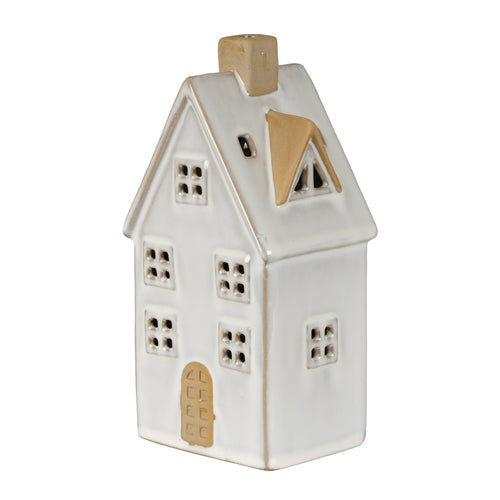 Alora Ceramic Large Townhouse With LED Light in white