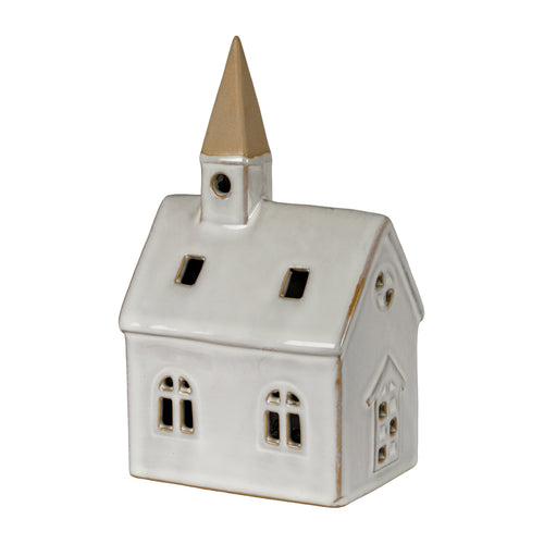 Alora Ceramic Church With LED Light in white