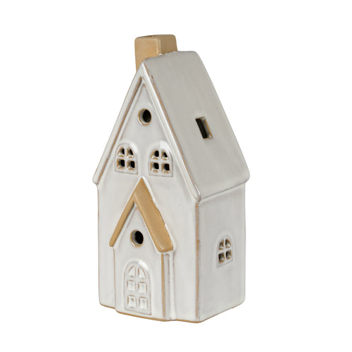 Alora Ceramic Medium Townhouse With LED Light in white