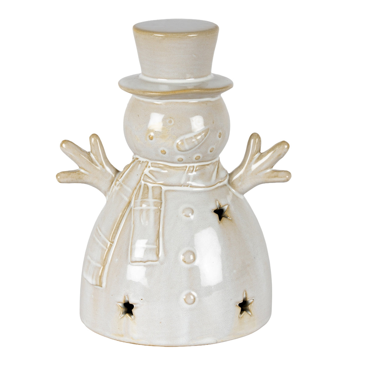 Alora Ceramic Medium Snowman With LED Light in white
