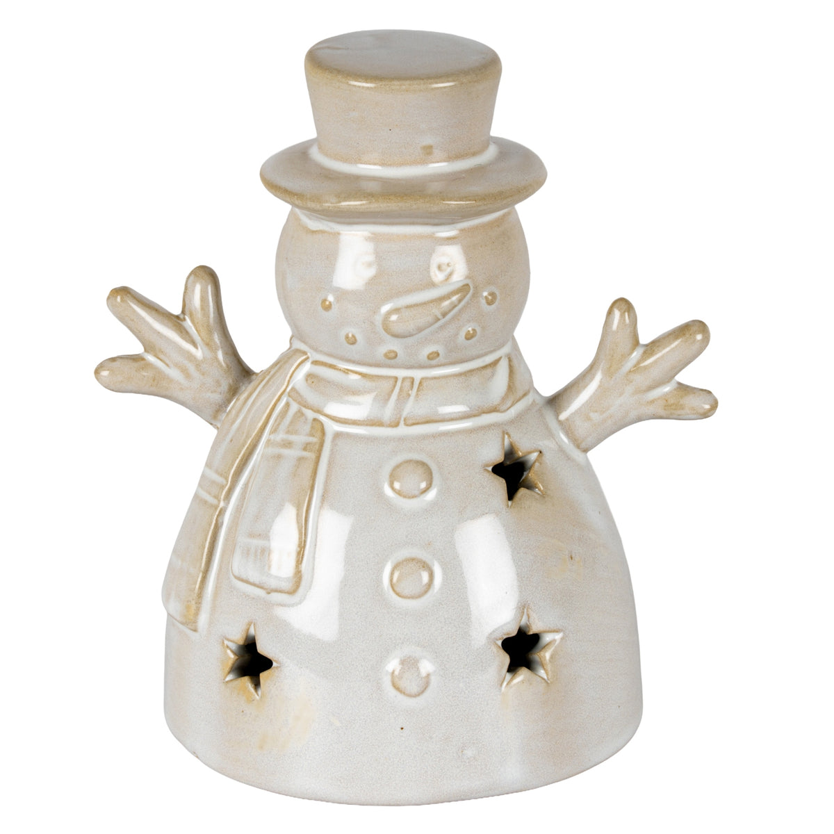 Alora Ceramic Small Snowman With LED Light in white