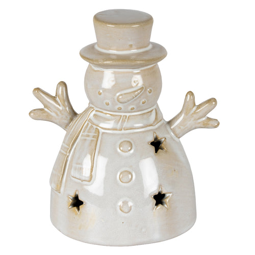Alora Ceramic Small Snowman With LED Light in white