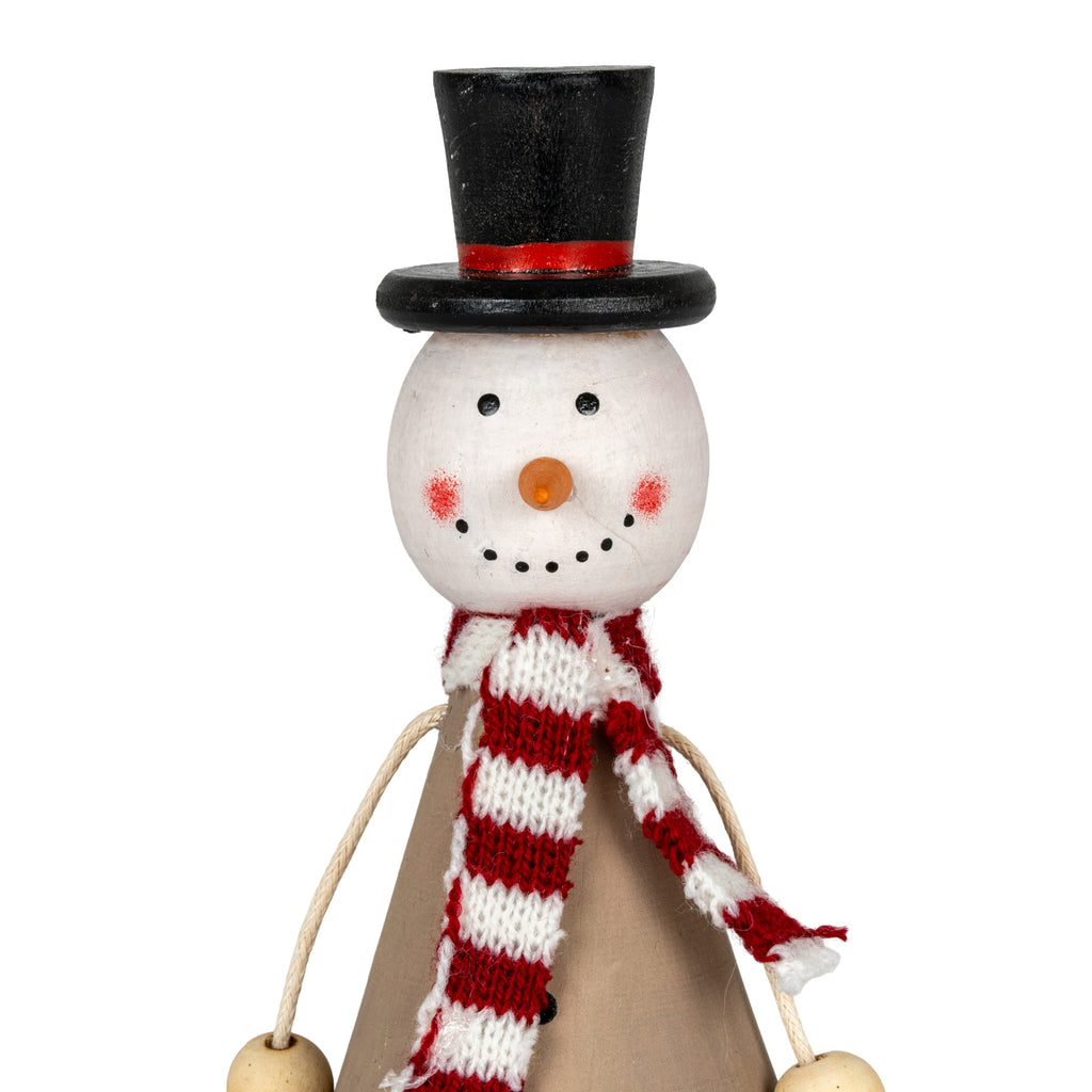 Wooden Jolly Sitting Snowman Decoration Default Title