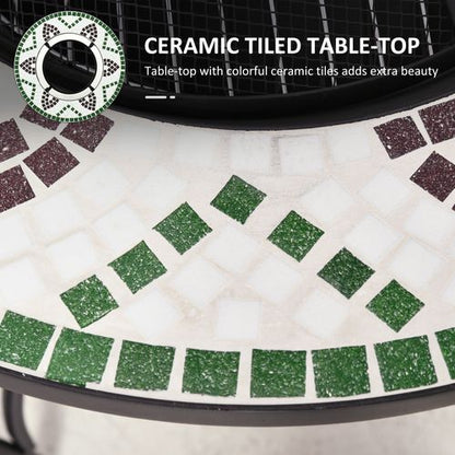 68cm Outdoor Fire Pit Mosaic ceramic style (includes BBQ Grill)