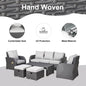 Rattan 7-Seater Outdoor Garden Rattan Furniture Set w/ Recliners Grey