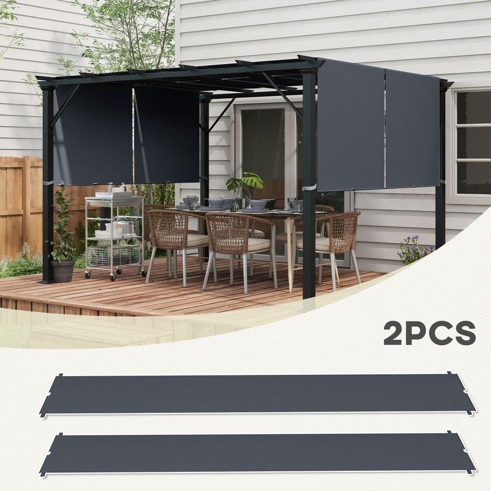 Outsunny 2Pcs Pergola Replacement Canopy, 4.9 x 1.2m, UV Protection, Dark Grey