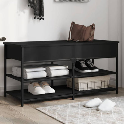 vidaXL Shoe Bench Black 70x42.5x50 cm Engineered Wood