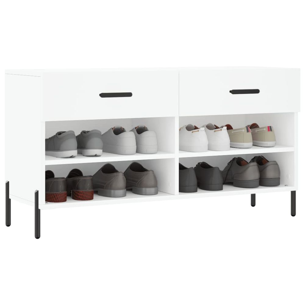 vidaXL Shoe Bench White 102x35x55 cm Engineered Wood