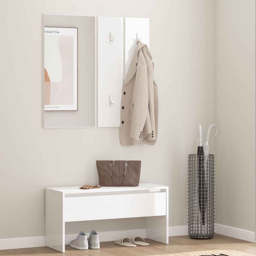 Hallway Furniture Set Black Engineered Wood