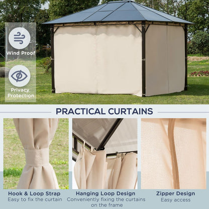 3.6x3(m) Hardtop Gazebo Garden Pavilion w/ Polycarbonate Roof, Brown Outsunny