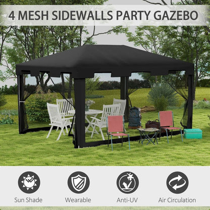 Outsunny 4 x 3m Party Tent Waterproof Garden Gazebo Canopy Wedding Cover Shade