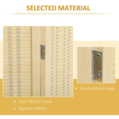 4 Panel Folding Room Divider 170cm Wall Privacy Screen Protector Natural