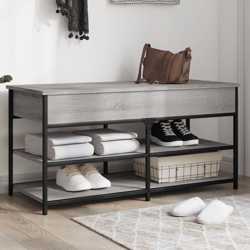 vidaXL Shoe Bench Black 70x42.5x50 cm Engineered Wood