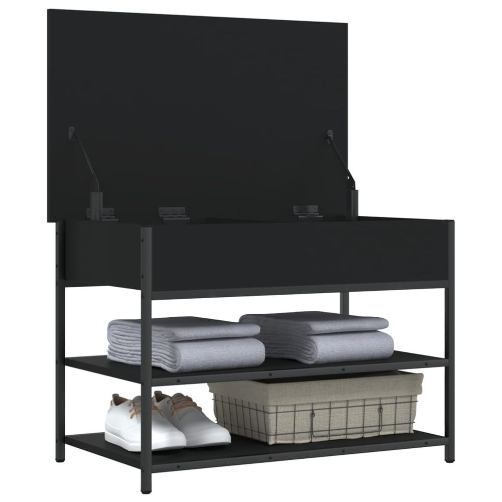 vidaXL Shoe Bench Black 70x42.5x50 cm Engineered Wood