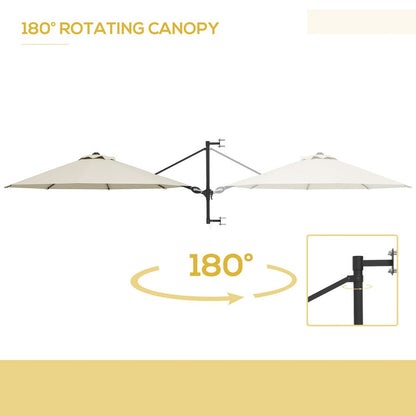 Outsunny Sun Parasol with Vent, Wall Umbrella for Patio, Garden, Pool, Beige