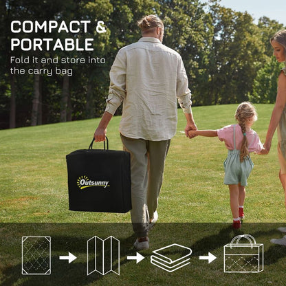 Outsunny Reversible Waterproof Outdoor Rug with Carry Bag, 182 x 274cm, Black