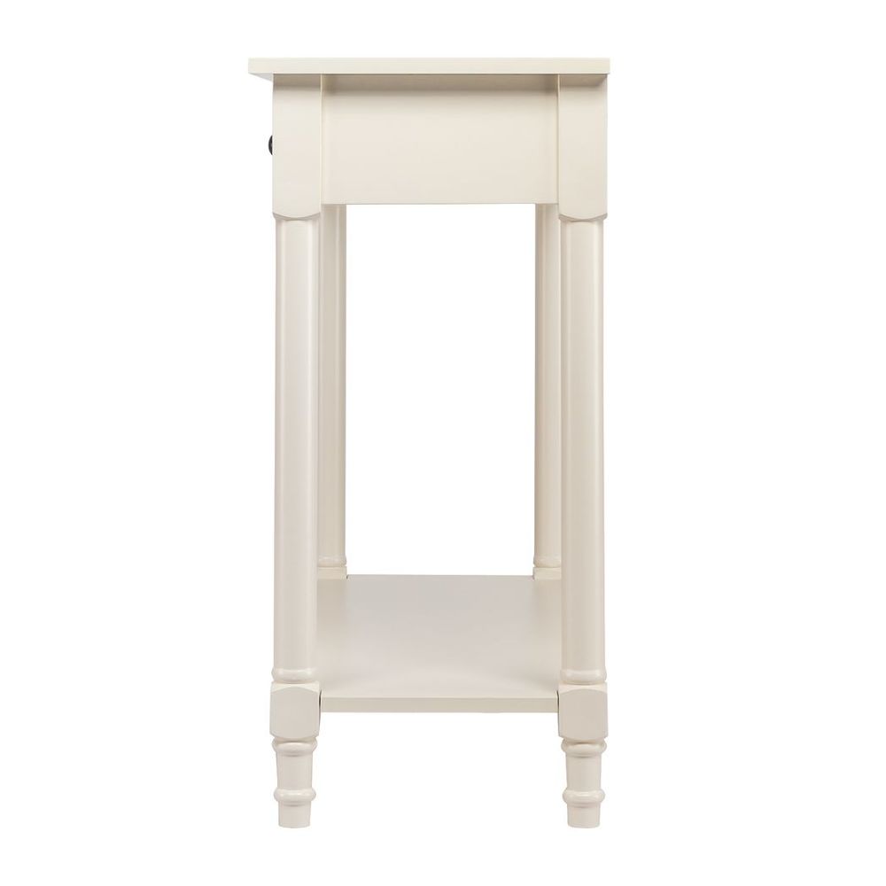 2-Tier Console Table with 2 Drawers， Console Tables for Entryway, Sofa Table with Storage Shelves, Entryway Table Behind Sofa Couch, for Living Room, Kitchen, Cream White