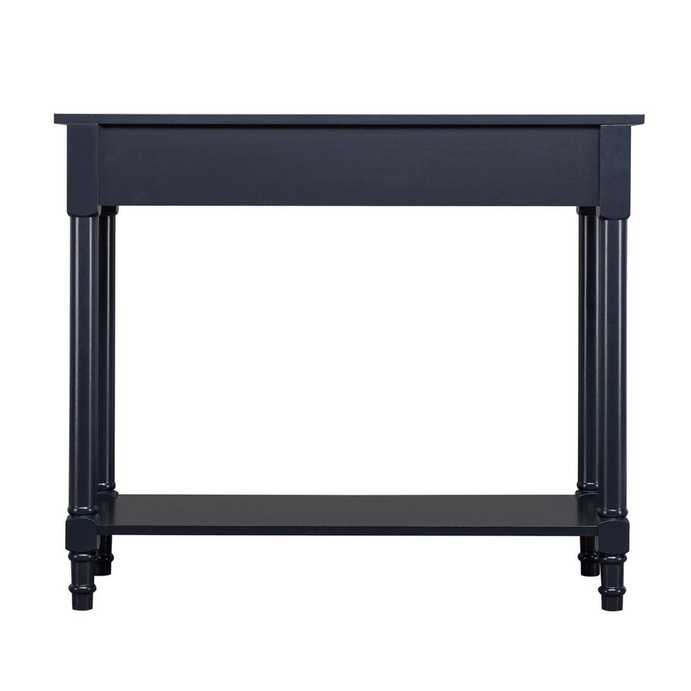 2-Tier Console Table with 2 Drawers， Console Tables for Entryway, Sofa Table with Storage Shelves, Entryway Table Behind Sofa Couch, for Living Room, Kitchen, Navy Blue/Black