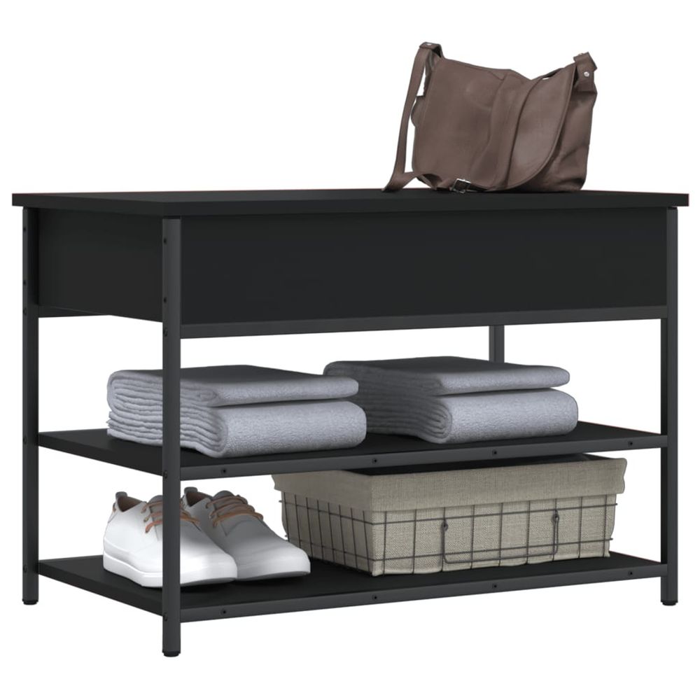 vidaXL Shoe Bench Black 70x42.5x50 cm Engineered Wood