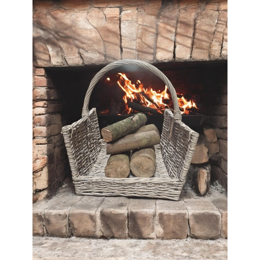 Greywash Willow Log Basket (T45x44cm)