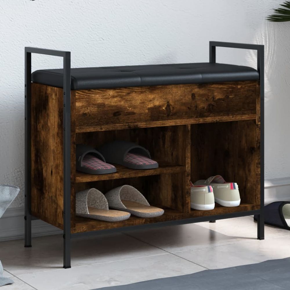 vidaXL Shoe Bench Black 65.5x32x57.5 cm Engineered Wood