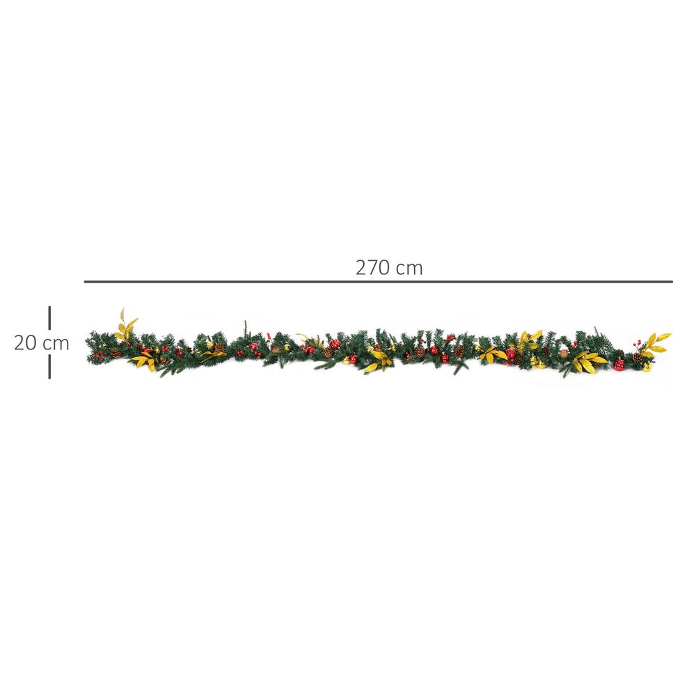 2.7M Artificial Christmas Garland Pine Cones Deco Home Fireplace Doors