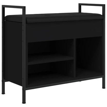 vidaXL Shoe Bench Black 65.5x32x57.5 cm Engineered Wood