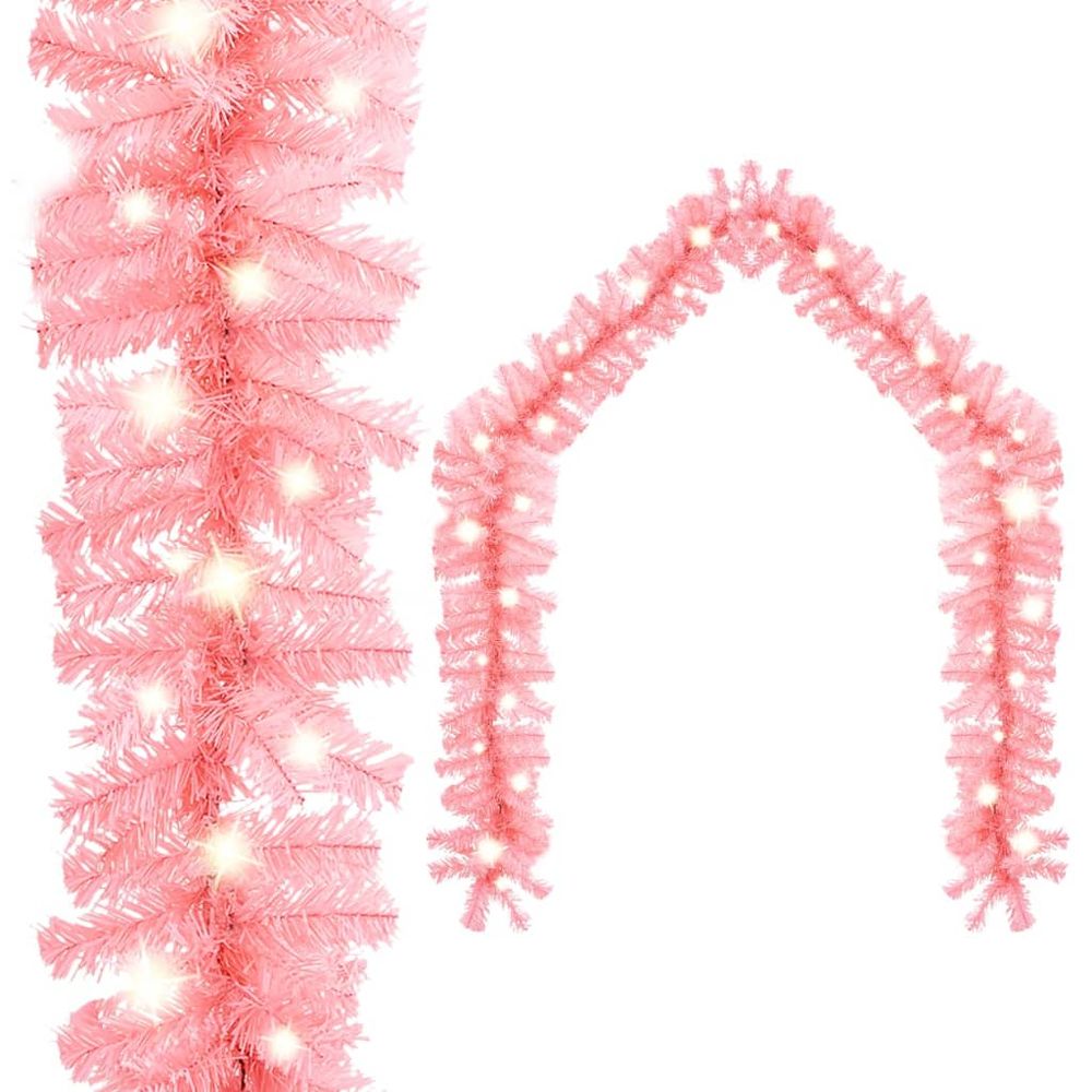 Christmas Garland with LED Lights 5 m Black