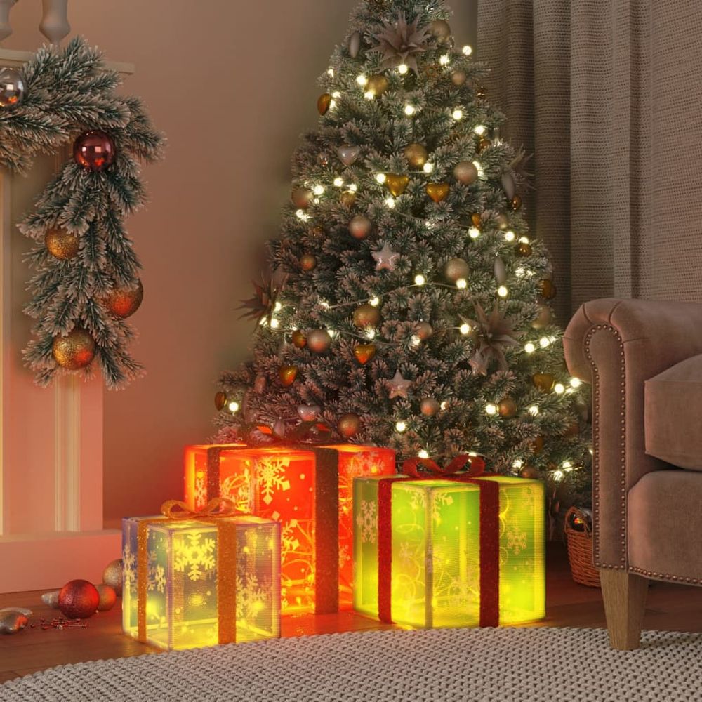 Christmas Boxes 3 pcs 64 LEDs (with lights warm white)