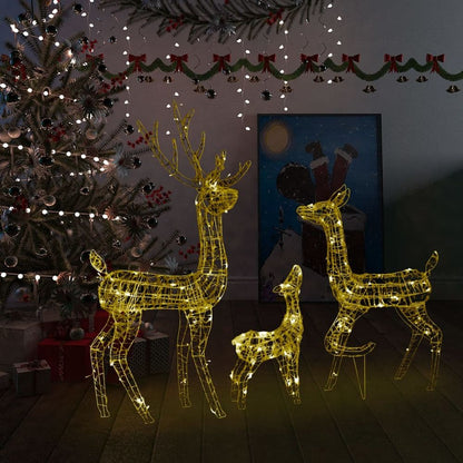 Acrylic Reindeer Family Christmas Decoration (with LED light Warm White)