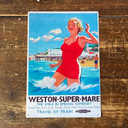 Vintage Sign British Railways Retro Advertising, Weston-Super-Mare, Somerset