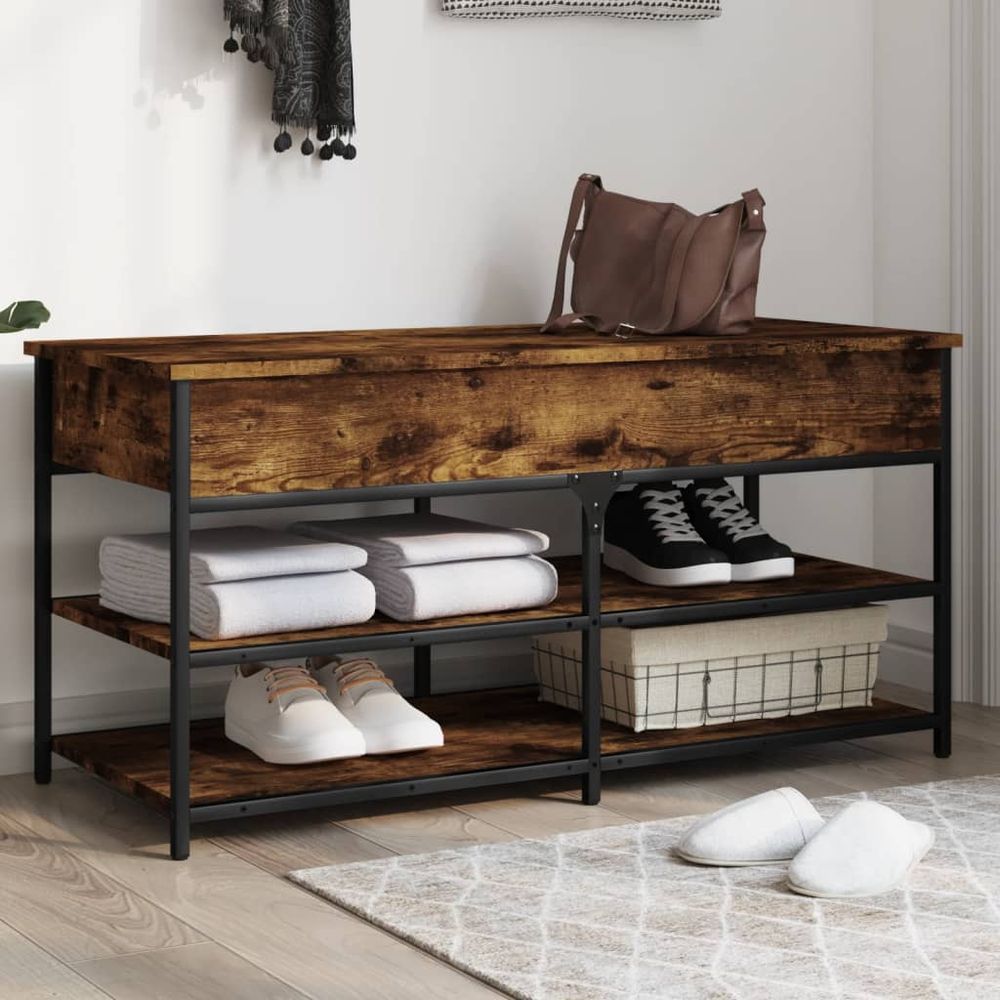 vidaXL Shoe Bench Black 70x42.5x50 cm Engineered Wood