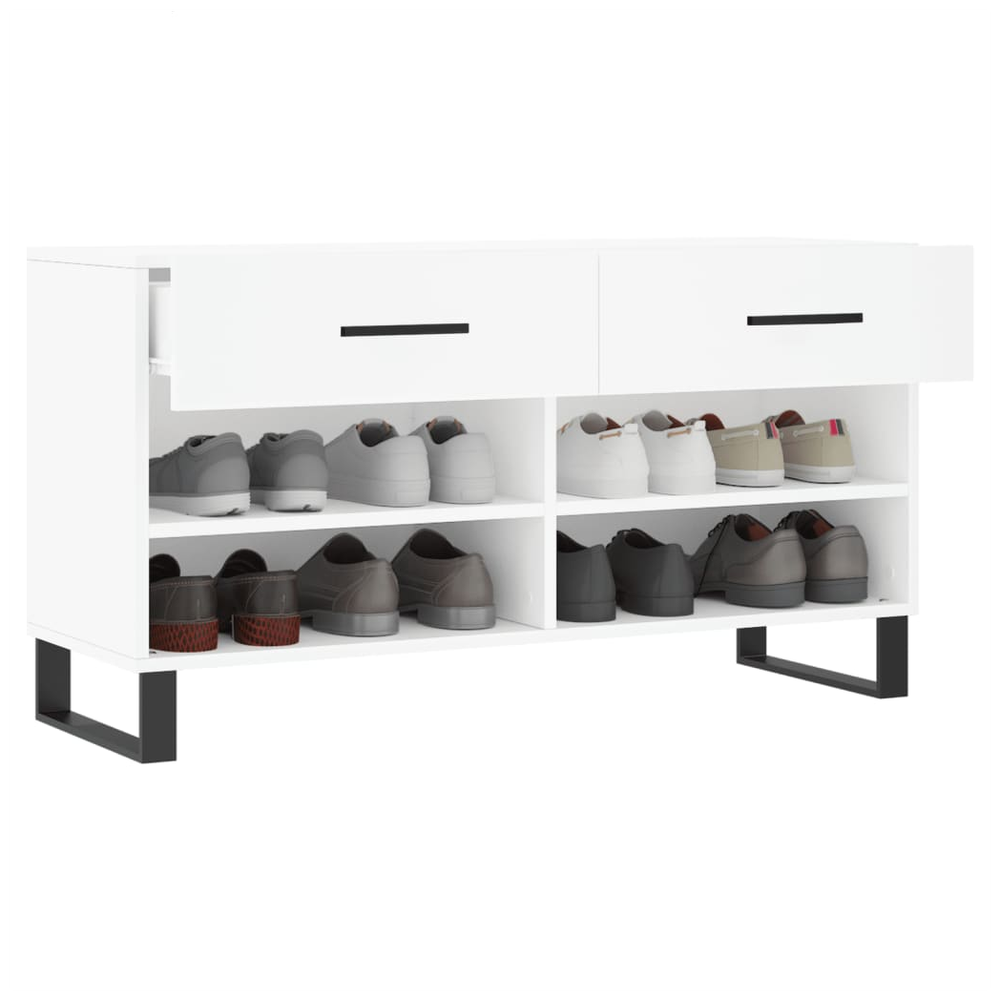 vidaXL Shoe Bench White 102x35x55 cm Engineered Wood