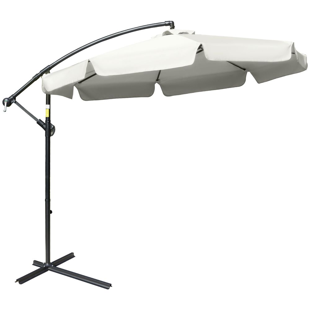 2.7m Garden Banana Parasol Cantilever Crank Cream White