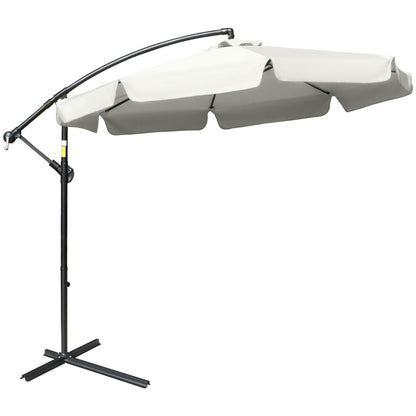 2.7m Garden Banana Parasol Cantilever Crank Cream White