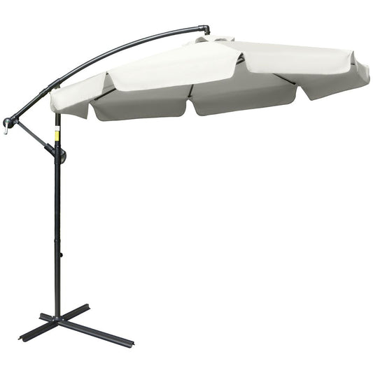 2.7m Garden Banana Parasol Cantilever Crank Cream White