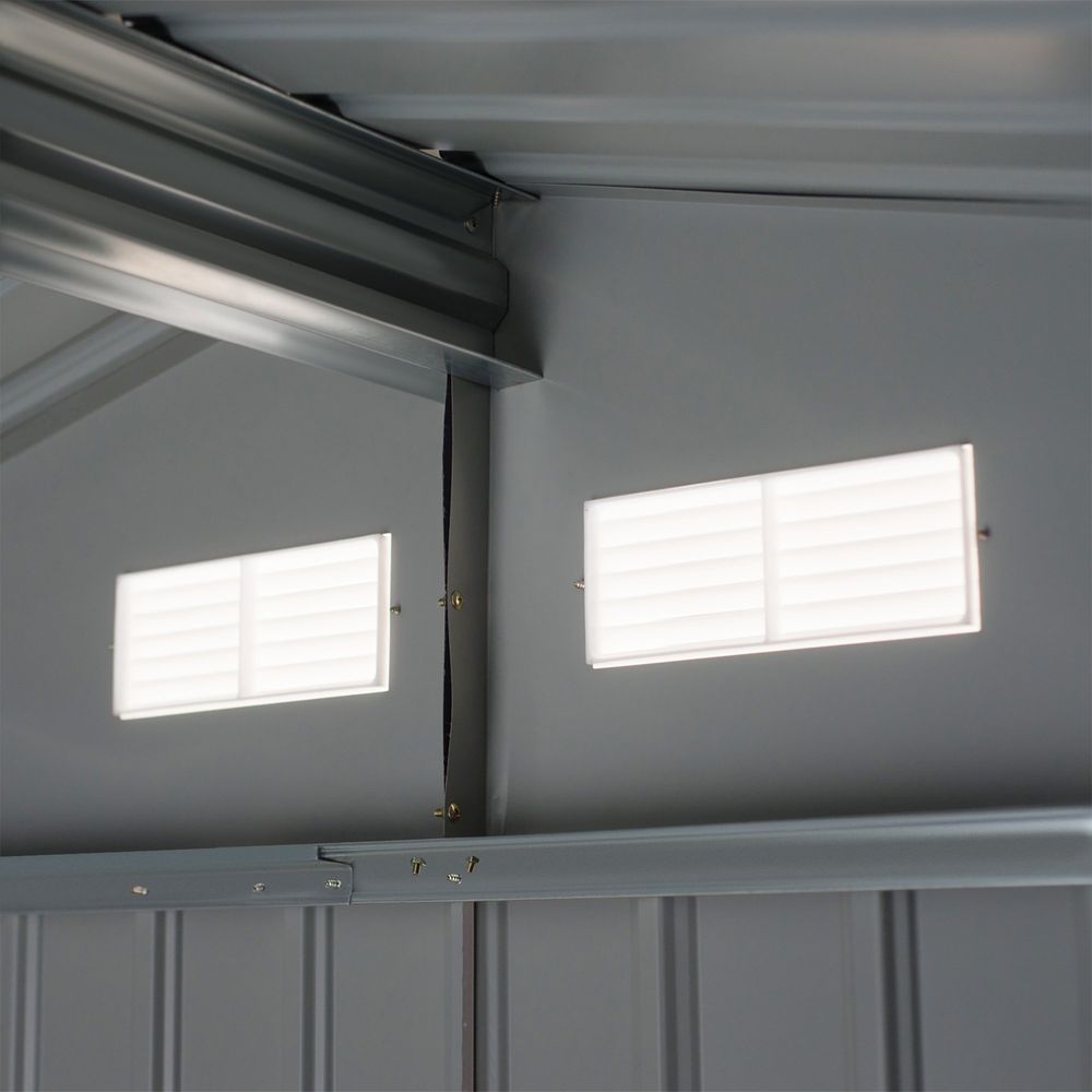 9 x 6FT Foundation Ventilation Steel Outdoor Garden Shed Grey