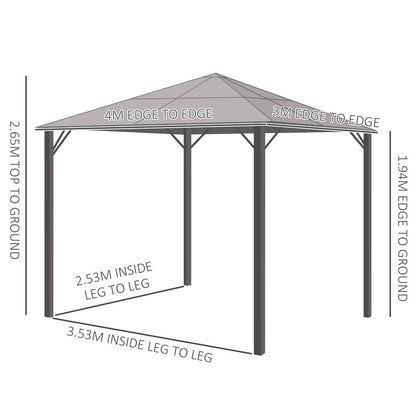 3x3(m) Polycarbonate Hardtop Gazebo Canopy w/ Aluminium Frame Netting & Curtains