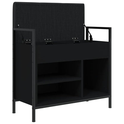 vidaXL Shoe Bench Black 65.5x32x57.5 cm Engineered Wood