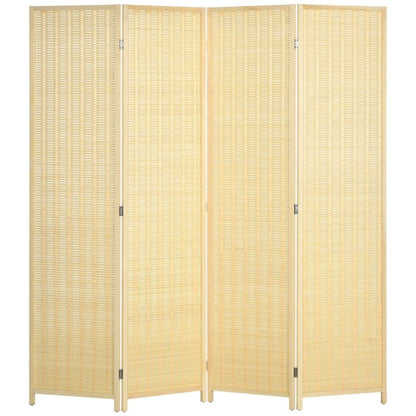 4 Panel Folding Room Divider 170cm Wall Privacy Screen Protector Natural
