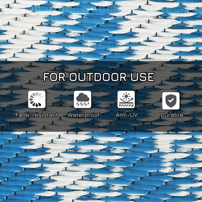 Outsunny Reversible Waterproof Outdoor Rug with Carry Bag, 182 x 274cm, Blue