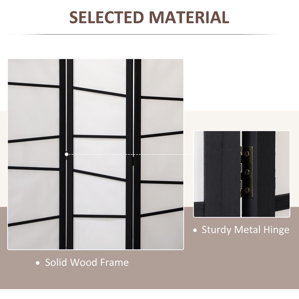 HOMCOM Folding Room Divider 3 Panel Privacy Screen Protector with Wooden Frame
