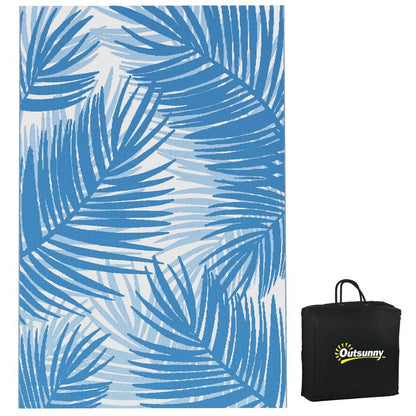 Outsunny Reversible Waterproof Outdoor Rug with Carry Bag, 182 x 274cm, Blue